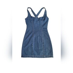90s Guess Denim Dress Corset Cotton Criss Cross Coquette Retro Womens XS/S